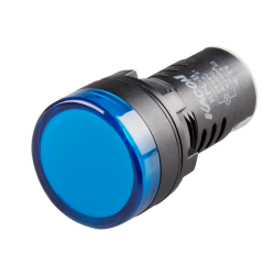 LED Pilot Lamp, 22mm Panel hole, Round head, IP65, Blue, 110VAC