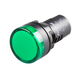 LED Pilot Lamp, 22mm Panel hole, Round head, IP65, Green, 110VAC
