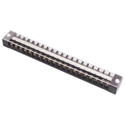 Barrier terminal block, 20 poles, 600VA 20A, M4 screw, L254.5xW30xH19.5mm, Flame retardant Polycarbonate