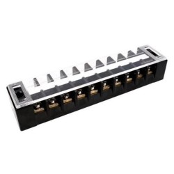 Barrier terminal block, 10 poles, 600VA 30A, M4 screw, L162xW35xH26mm, Flame retardant Polycarbonate