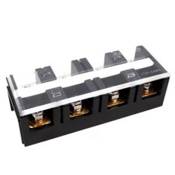 Barrier terminal block, 4 poles, 600VA 60A, M4 screw, L114.5xW43xH31.5mm, Flame retardant Polycarbonate