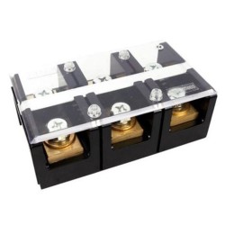 Barrier terminal block, 3 poles, 600VA 150A, M4 screw, L115xW66xH39mm, Flame retardant Polycarbonate