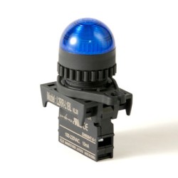 LED Pilot Lamp, 22/25mm Panel hole, Dome head, 110/220VAC, Blue