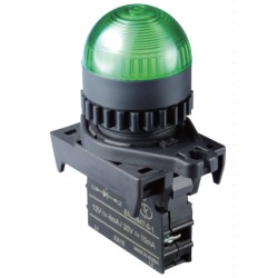 LED Pilot Lamp, 22/25mm Panel hole, Dome head, 110/220VAC,Green