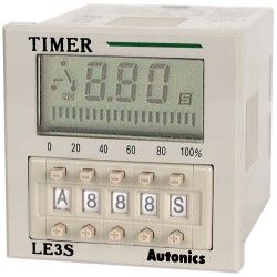 Autonics Timer, LCD 1/16 DIN, Power On-Delay, 0.01sec-10hr Setting range, DPDT Timed Out, 24-240 VAC/DC, 8pin (socket req'd) (Old# LE3SA-24-240)