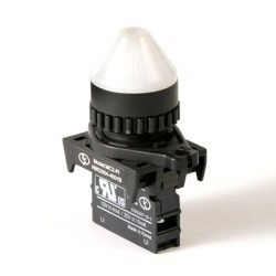 LED Pilot Lamp, 22/25mm Panel hole, Cone head,  110/220VAC/DC, White