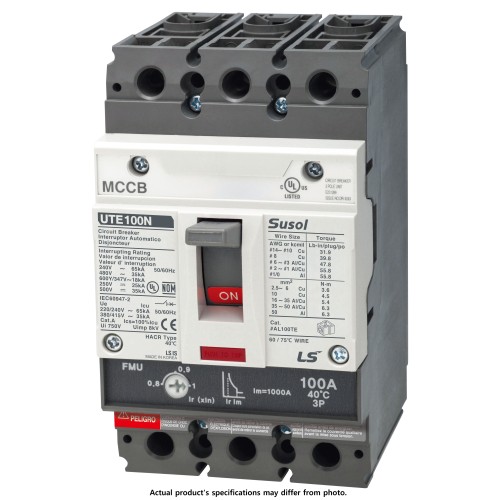 MCCB, Molded Case Circuit Breaker, 3 Pole, 20A, 35kA@480VAC, Fixed thermal/magnetic, Lugs Line/Load Side, UL Listed