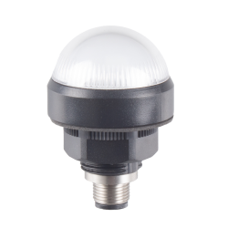 40mm Dome LED White indicator, 24VDC, Direct mount w/20mm nut, M12 connector