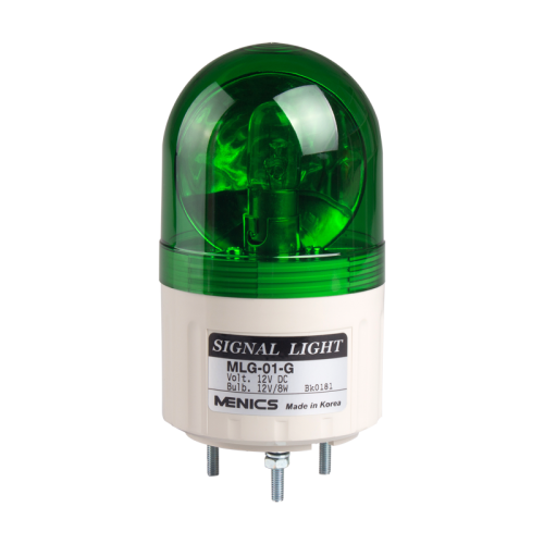 Beacon rotating light, 66mm green lens, Stud mount, Incandescent bulb, 24V AC/DC 8W