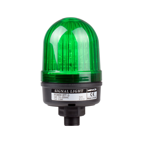 66mm beacon signal LED light, Direct mount, Steady/Flash, Green color, 12-24V AC/DC