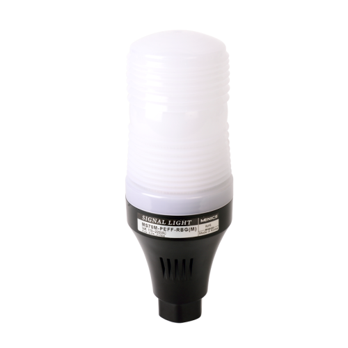 70mm Multicolored LED Signal light, Pole Mount, Steady & Buzzer, 12-24VDC, Red/Yellow/Green LED, Milky Lens