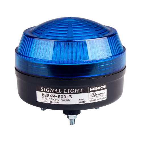 Signal Light, 86mm, LED, Stud Mount, Blue Lens, Steady+Flashing+Rotating, 12-24 Volt AC/DC Signal Light, 86mm, LED, Stud Mount, Blue Lens, Steady+Flashing+Rotating, 12-24 Volt AC/DC