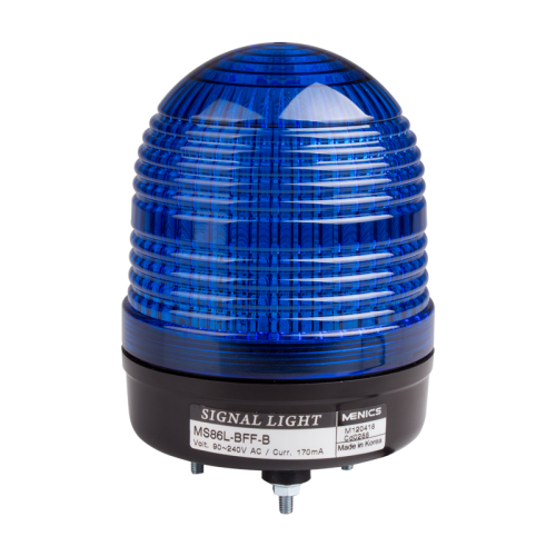 Beacon steady & flash & rotating light, 86mm blue lens, Stud mount, High intensity LED, 90-240V AC
