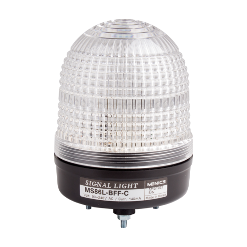 Beacon steady & flash light, 86mm clear lens, 80dB sound, Stud mount, LED, 90-240V AC