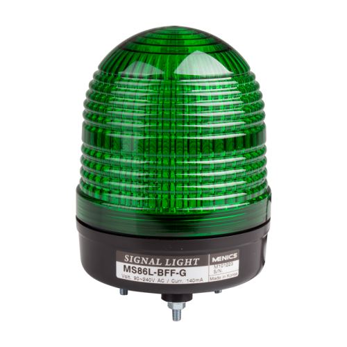 Beacon steady & flash & rotating light, 86mm green lens, Stud mount, High intensity LED, 12-24V AC/DC