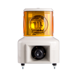 Rotating tower light, 140mm yellow color 1 stack, 100dB & 3 audible alarm, Stud mount, Terminal connector, 110V AC Rotating tower light, 140mm yellow color 1 stack, 100dB & 3 audible alarm, Stud mount, Terminal connector, 110V AC