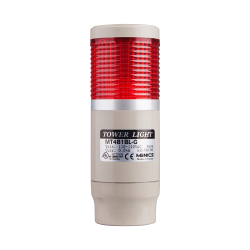 Stack tower light, 45mm red color 1 stack, Steady, Pole mounting beige body, 25" prewired, Incandescent, 110V AC 5W Stack tower light, 45mm red color 1 stack, Steady, Pole mounting beige body, 25" prewired, Incandescent, 110V AC 5W