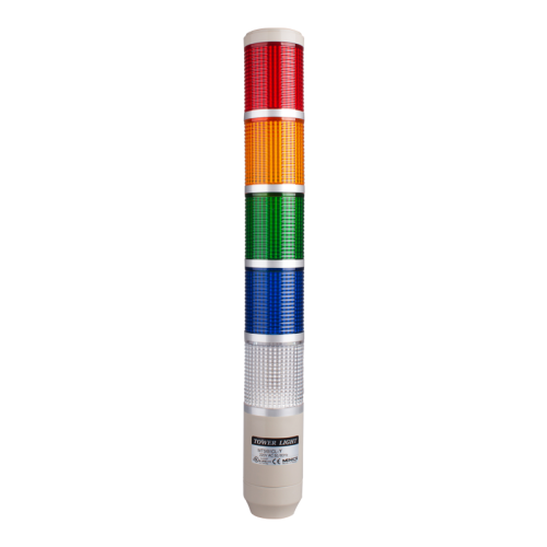 Stack tower light, 56mm Red/yellow/green/blue/clear color 5 stack, Steady, Pole mounting beige body, 25" prewired, Incandescent, 220V AC10W