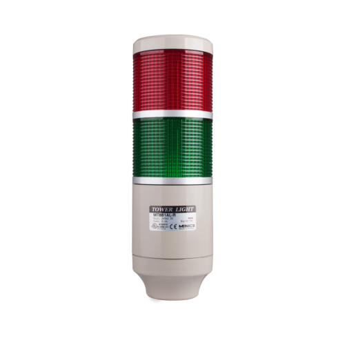 Stack tower light, 85mm Red/green color 2 stack, Steady, Pole mounting beige body, 25" prewired, Incandescent, 24V AC/DC 10W