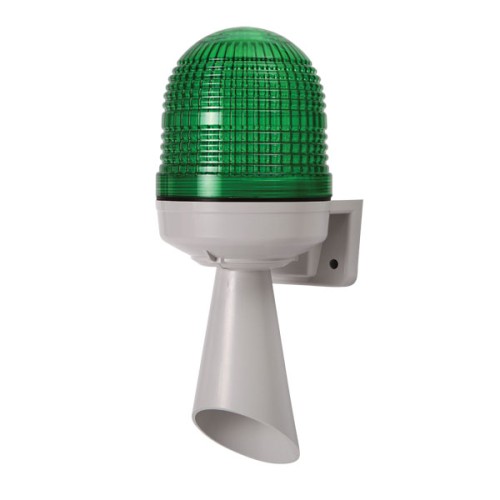 Warning Light, 86mm, Ivory Standard Body, LED, Wall Mounting, Green Lens, Steady/Flashing/Rotating, 3 sirens, 90-240 VAC Warning Light, 86mm, Ivory Standard Body, LED, Wall Mounting, Green Lens, Steady/Flashing/Rotating, 3 sirens, 90-240 VAC