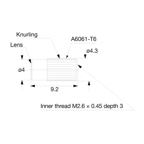 Lens for fiber sensor head, Long distance, heat resistant -40 to 350°C, 2pcs