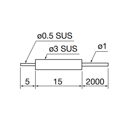Fiber head, ø3.0mm, ø0.5mm sleeve, Straight, Through-beam, 5mm long, R15 fiber, 2m Fiber head, ø3.0mm, ø0.5mm sleeve, Straight, Through-beam, 5mm long, R15 fiber, 2m