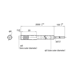 Fiber head, Chemical & Heat resistant, ø6.0mm, Through-beam, R60, 2+0.1m