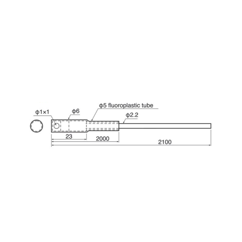 Fiber head, Chemical resistant, ø6.0mm, Through-beam, Side view, R60, 2+0.1m