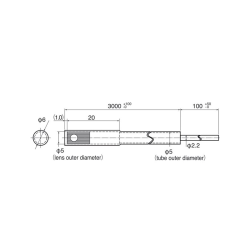 Fiber head, Chemical resistant, ø6.0mm, Through-beam, Side view, R60, 3+0.1m