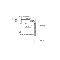 Fiber head, Chemical resistant, ø6.0mm, Through-beam, Elbow, R20, 3+0.1m