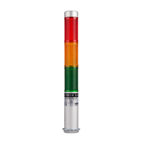 LED stack tower light, 25mm red/yellowgreen color 3 stack, Steady, Direct mounting 65mm long aulminum body, 25" prewired, 12V AC/DC