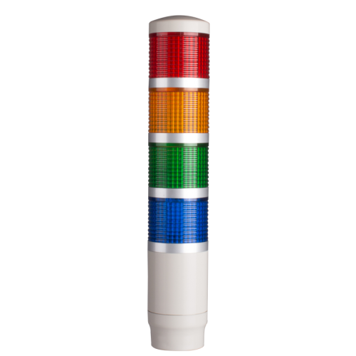 Tower Light, 45mm LED 4 Stack, Flash, 12VAC/VDC, Red, Yellow, Green, Blue, Lens