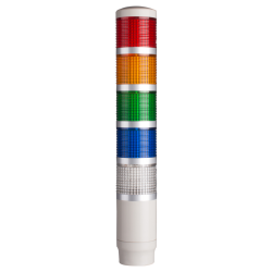 Tower Light, 45mm LED 5 Stack, Flash, 100-220VAC, Red, Yellow, Green, Blue, Clear Lens Tower Light, 45mm LED 5 Stack, Flash, 100-220VAC, Red, Yellow, Green, Blue, Clear Lens