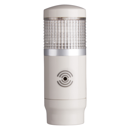 Tower Light, 45mm LED 1 Stack, Steady and flashing, 24VAC/VDC, Clear Lens with built-in buzzer
