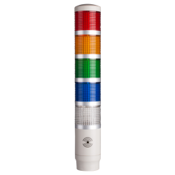 Tower Light, 45mm LED 5 Stack, Steady and flashing, 12VAC/VDC, Red, Yellow, Green, Blue and Clear Lens with built-in buzzer Tower Light, 45mm LED 5 Stack, Steady and flashing, 12VAC/VDC, Red, Yellow, Green, Blue and Clear Lens with built-in buzzer