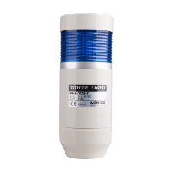 LED stack tower light, 56mm blue color 1 stack modular, Steady, Pole mounting beige body, 25" prewired, 110V AC