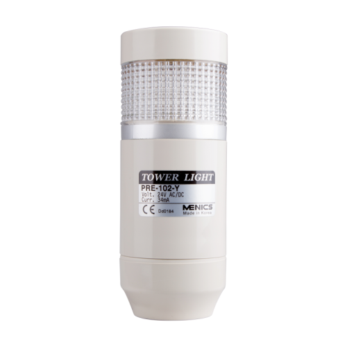 LED stack tower light, 56mm clear color 1 stack modular, Steady/flash, Pole mounting beige body, 25" prewired, 12V AC/DC