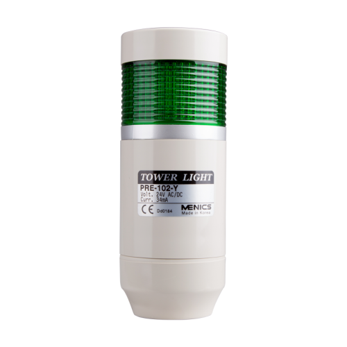 LED stack tower light, 56mm green color 1 stack modular, Steady/flash, Pole mounting beige body, 25" prewired, 24V AC/DC