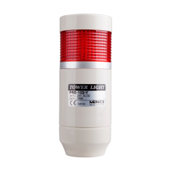 LED stack tower light, 56mm red color 1 stack modular, Steady, Pole mounting beige body, 25" prewired, 110V AC