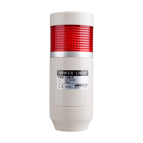 LED stack tower light, 56mm red color 1 stack modular, Steady, Pole mounting beige body, 25" prewired, 220V AC