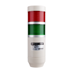 LED stack tower light, 56mm red/green color 2 stack modular, Steady, Pole mounting beige body, 25" prewired, 110V AC