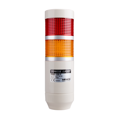 LED stack tower light, 56mm red/yellow color 2 stack modular, Steady, Pole mounting beige body, 25" prewired, 24V AC/DC LED stack tower light, 56mm red/yellow color 2 stack modular, Steady, Pole mounting beige body, 25" prewired, 24V AC/DC