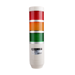 LED stack tower light, 56mm red/yellow/green color 3 stack modular, Steady, Pole mounting beige body, 25" prewired, 110V AC
