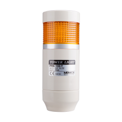 LED stack tower light, 56mm yellow color 1 stack modular, Steady/flash, Pole mounting beige body, 25" prewired, 110V AC