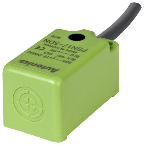 Sensor, Inductive Prox, 17mm Square, 8mm End Detection, DC, PNP, NO, 3 Wire, Differential Frequency, 12 - 24 VDC Sensor, Inductive Prox, 17mm Square, 8mm End Detection, DC, PNP, NO, 3 Wire, Differential Frequency, 12 - 24 VDC