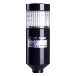 LED stack tower light, 56mm clear color 1 stack modular, Steady, Pole mounting black body, 25" prewired, 24 VAC/DC