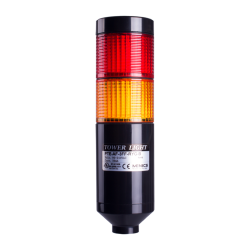 LED stack tower light, 56mm red/yellow color 2 stack modular, Steady, Pole mounting black body, 25" prewired, 24 VAC/DC LED stack tower light, 56mm red/yellow color 2 stack modular, Steady, Pole mounting black body, 25" prewired, 24 VAC/DC