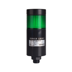LED stack tower light, 56mm green color 1 stack modular, Steady, Direct mounting black body, 25" prewired, 24V AC/DC
