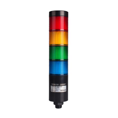 LED stack tower light, 56mm red/yellow/green/blue color 4 stack modular, Steady, Direct mounting black body, 25" prewired, 90-240V AC LED stack tower light, 56mm red/yellow/green/blue color 4 stack modular, Steady, Direct mounting black body, 25" prewired, 90-240V AC