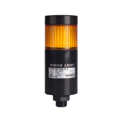 LED stack tower light, 56mm yellow color 1 stack modular, Steady/flash, Direct mounting black body, 25" prewired, 24V AC/DC